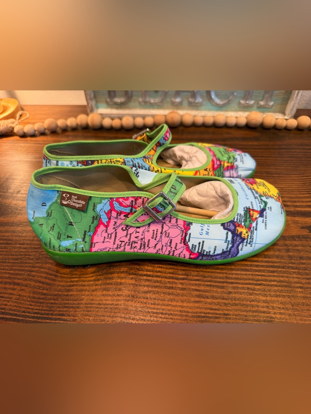 Hot Chocolate Design Chocolaticas Mary Jane Shoes Womens Sz 39 Bon Voyage Map 9